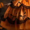 Vestido de Bruja para Niña de Halloween Vestido Estampado de Mascarada Infantil Disfraz de Performance Cosplay