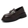 Zapatos mocasines de plataforma nuevos para la primavera de 2024 para mujer, slip-on, estilo británico, zapatos de cuero, populares, populares, zapatos con hebilla de caballo