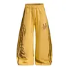 Design Americano Calça Masculina de Letras com Barra Curva Solta High Street Marca Tendência Perna Larga Arc Casual Longa Cordão Punho Elástico