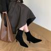 Botas Curtas de Salto Alto Bico Fino Originais para Mulheres, Novo Estilo Outono e Inverno 2025, Saltos Finos Elegantes, Botas Meia Elásticas Estilosas, Novas Botas Slim