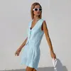 Traje Chaleco de Algodón y Lino con Sentido del Diseño Europeo y Americano 2025 Traje Chaleco para Mujer de Verano Casual sin Mangas Shorts Conjunto de Dos Piezas