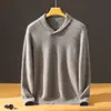 Colección nueva 2026 de Baicai Rong: Suéter 100% cachemira pura, tejido de doble hilo otoño/invierno, suéter holgado para hombre con cuello mao, diseñado para usar en capas