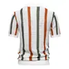Suéter de Polo Talla Europea para Hombre Rayas Corte Polo Transpirable Manga Corta para Hombre Nuevo Verano Tejido 2025