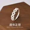 Anillo Liso de Plata Pura S999 con Diseño de Moneda Estilo Tendencia Nacional, Diseño de Nicho, Anillo Abierto Ajustable para Índice y Dedo Medio