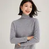 Nuevo Estilo Otoño/Invierno 2026 Suéter Elegante de Punto de Color Sólido para Mujer con Cuello Superpuesto, Versátil de Cachemira Ajustado Versión Coreana