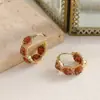 Presilhas de Brinco Redondas de Zircônia Retrô Francesas Luxo Leve Moda Versátil Celebridade da Internet Venda Quente Brincos Nicho Único Joia de Orelha Bonita