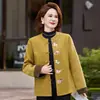 Nuevo Abrigo de Lana Estilo Chino para Mujer de Primavera y Otoño, Elegante Top de Lana Doble Faz para Mujeres de Mediana Edad y Mayores