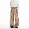 Jeans Plisados de Pierna Recta para Hombre, Color Albaricoque, Estilo Americano Pesado, High-Street, En Stock