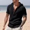 2026 Verão Transfronteiriço Amazon Camisa Casual Masculina 3D Cor Lisa com Capuz Cordão Plissada Cardigã Tendência