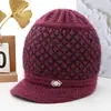 Sombreros para mujeres de mediana edad y mayores, sombreros de punto de piel de conejo para invierno de abuela con forro de terciopelo, sombreros de punto gruesos y cálidos para personas mayores