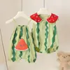 Macacão de Bebê, Estilo Verão Fino, Macacão com Alça para Bebê, Roupa para Ar Condicionado, Macacão de Engatinhar, Roupa de Verão Super Fofa de Melancia