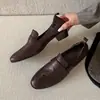 Mocasines suaves y cómodos de piel de vaca de alta calidad para ir al trabajo, colección otoño 2026, tacón bajo grueso, punta redonda, piel genuina, zapatos de mujer con corte profundo