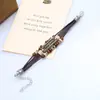 Pulseira de couro de vaca com liga vintage estilo europeu e americano com letra inglesa, joia de estudante, pulseira de couro masculina e feminina perdoado