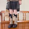Calcetines apilados para niños, cubrepiernas de punto, de terciopelo, con lazo, estilo coreano, color marrón, con encaje protector para las piernas de las niñas, de lana.