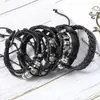Pulseira multicamadas de miçangas mais vendida no exterior, retrô, moderna, street beat, cordão de mão trançado, conjunto de pulseiras criativas DIY, Atacado