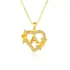 26 Collares con Letras Inglesas para Mujer, Colgante de Flor en Forma de Corazón con Diamantes, Cadena para Clavícula de Diseño Único, Accesorio Versátil de Lujo Ligero