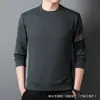 Camisa polo de manga comprida para homens, moletom para primavera e outono, camiseta longa masculina casual e moderna em cor lisa ou listrada