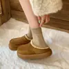 Pantuflas de Algodón con Felpa de Invierno para Mujer, Para Usar al Aire Libre, Aumentan 3.5cm de Altura, Suela Gruesa, Antideslizantes, Cálidas, Zapatos Peludos, Zapatos de Algodón para el Hogar y el Interior
