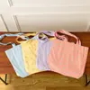 Bolsa de lona Bolsa de mão para meninas, bolsa de lona com laço estampado, bolsa de ombro de grande capacidade para estudantes