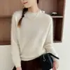 Suéter de Lana Pura para Mujer Cepillado Cuello Redondo Capa Base Ropa Interior Otoño Invierno Nuevo Holgado Estilo Perezoso Tejido Manga Larga Top de Moda