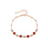 Pulsera de Plata Pura S999 de Cuatro Hojas para Mujer, Pulsera de Moda de Lujo Ligero de Gama Alta, Joyería de Mano Versátil de Nicho Retro con Nudo de Bambú al por Mayor