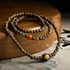 Pulseiras Atacado Artesanais de Seda Dourada Amarela Agarwood, Contas de Oração Budistas, Pulseiras Qinan, Joias de Estilo Étnico
