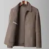 Chaqueta de lana pura para hombre, estilo casual para hombres de mediana edad y mayores, nueva colección otoño/invierno, 100% lana, abrigo de lana de doble cara