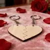 Set de Llaveros de Rompecabezas de Madera con Forma de Corazón para Pareja Regalo Romántico para el Día de San Valentín Colgante Creativo para Pareja