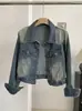 Chaqueta Vaquera Corta KEKEZOON con Hebilla Metálica Vintage para Mujer, Estilo Coreano de Otoño con Hombreras, Top de Manga Larga 8765