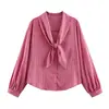 Otoño 2026 Nuevo Estilo Europeo y Americano Moda Femenina Casual Holgada Camisa Rayada con Detalle de Bufanda 5029191