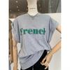 Comercio Exterior Exportación~Camiseta de Manga Corta con Hombro Caído y Dobladillo Enrollado para Mujer Verano Nuevo Top Holgado de Largo Medio
