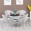 Conjunto de Mesa e Cadeiras para Varanda Externa, Conjunto de Três Peças de Cadeira de Rattan, Mesa Pequena, Mesa de Centro, Cadeira de Lazer com Encosto, Cadeira para Pátio Externo