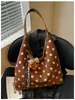 Bolsa de Lona Casual de Gran Capacidad para Mujer, Nueva Ligera para Viajes de Otoño Temprano 2026, Bolso Tote Tipo Cubo de Lunares