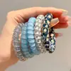 Goma para el pelo de cable de teléfono sin costuras para mujer, Cuerda para coleta alta, Goma elástica para el pelo, Alta elasticidad, Goma para el pelo duradera, Accesorio versátil para el pelo