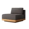 Conjunto de Sofá e Mesa de Centro Nórdico para Exterior para Pátio, Jardim, Varanda de Hotel, Resistente à Água e ao Sol, Móveis de Madeira Maciça para Lazer ao Ar Livre