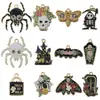 Halloween Pássaro Preto Cobra Gato Caveira Morcego Animal Pingente Conjunto de Pingentes Colar Brincos DIY Acessórios de Joias