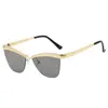 2026 Nuevas Gafas de Sol de Moda de Medio Marco Transfronterizas Estilo Europeo y Americano Ojo de Gato de Moda Estilo Ins Gafas de Sol Metálicas Rayadas