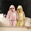 Conjunto de Top con Capucha de Estilo Coreano Nuevo para Niñas Primavera y Otoño, Lindo Conjunto de Dos Piezas Casual con Dibujos Animados para Niñas