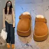 Pantuflas peludas estilo Birkenstock de suela gruesa para mujer, nueva colección otoño/invierno 2026, botines sin cordones con forro de felpa y diseño de punta cerrada