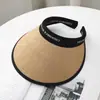 Gorro pequeño vacío negro con cara de pegamento para mujer, verano, protección UV, viaje, estilo coreano, sombrero de diadema, sombrero para el sol, sombrero de sol