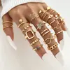 Anillos Ecológicos Europeos y Americanos de Venta Caliente Transfronteriza, Conjuntos de Múltiples Piezas de Alta Gama Incrustados con Diamantes, Anillos Apilables, Joyería y Accesorios de Moda