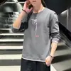 Camiseta de manga comprida masculina, top interno, outono, nova camisa básica masculina, moda solta, estampada, roupas de marca da moda, outono
