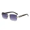 Gafas de sol metálicas de borde cortado estilo retro transfronterizas para hombre, Gafas de sol modernas anti-UV, Sin montura de alta gama europeas y americanas