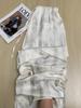 Tinta Pintura Stripe Ice-tencel Cetim Calças Largas Verão Feminino 2024 Novo Estilo Preguiçoso Reto Pendurado Calças Casuais