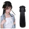 Peluca Hanfu bolsa de peluca antigua cabello enrollado cobertura completa de cabeza de una pieza estilo moño de orejas de gato antiguas estilo Song peinado de mujer