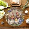 Tapete de Mesa Redondo Absorvente de Diatomáceas Novo com Estampa de Flores e Animais Transfronteiriça Americana para Restaurante Cozinha Isolante Espesso