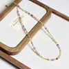 Colar de Pérolas de Água Doce Coloridas de Cristal de Nicho para Mulheres 2026 Novo Corrente de Clavícula Leve de Luxo Choker