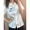 Lan Zhong jk camisa feminina de manga curta verão bordado quente menina japonesa estilo faculdade camisa branca jk uniforme terno roupas de classe
