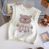 Colete Tricotado para Meninas Outono Novo Estilo Coreano Fashion Infantil Desenho Animado Colete de Bebê Roupa Exterior Primavera e Outono Transfronteiriço
