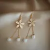 Pendientes de Diseño Exclusivo para Mujer, Pendientes de Moda Coreana, Clips para Orejas de Lujo Ligero, Pendientes de Perlas, Elementos Geométricos